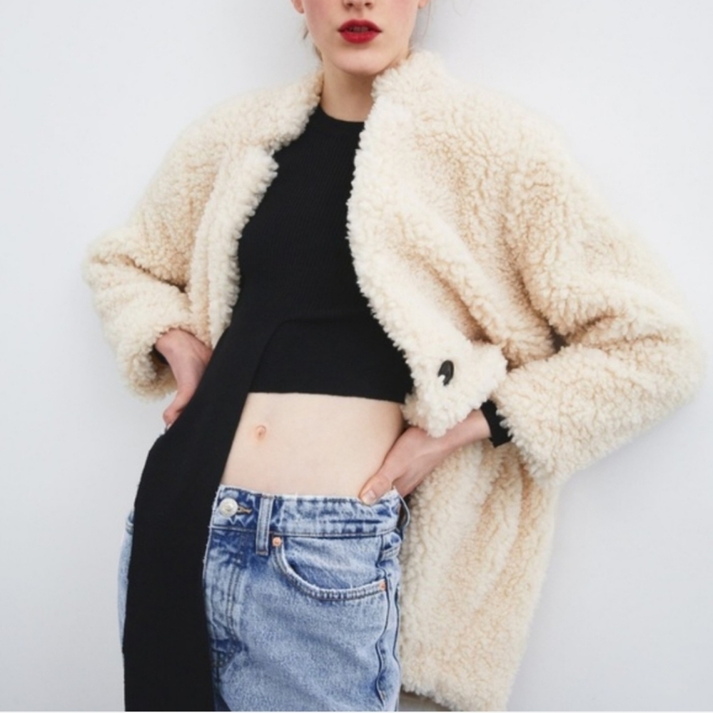 Zara Teddy Bear Fleece Coat - Picture 2 of 14